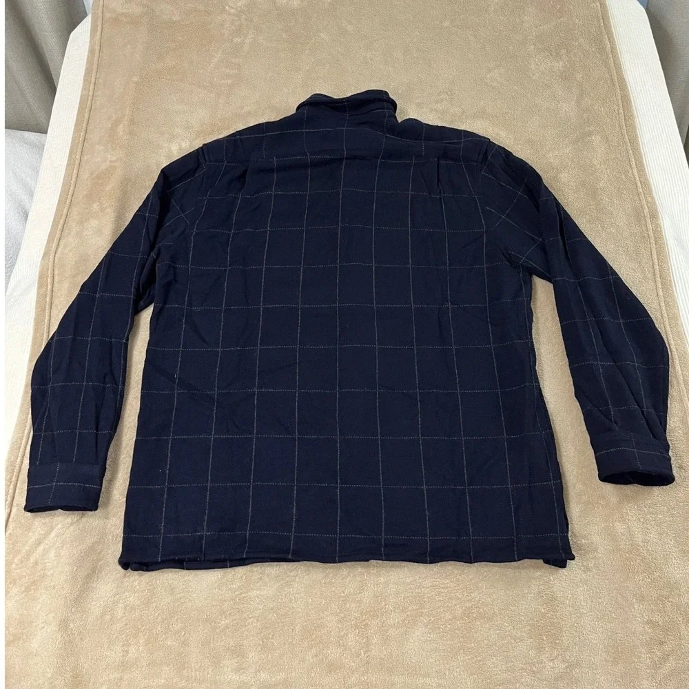 Vintage Polo by Ralph Lauren Shirt XL navy plaid Wool Button‎ Down Long Sleeve